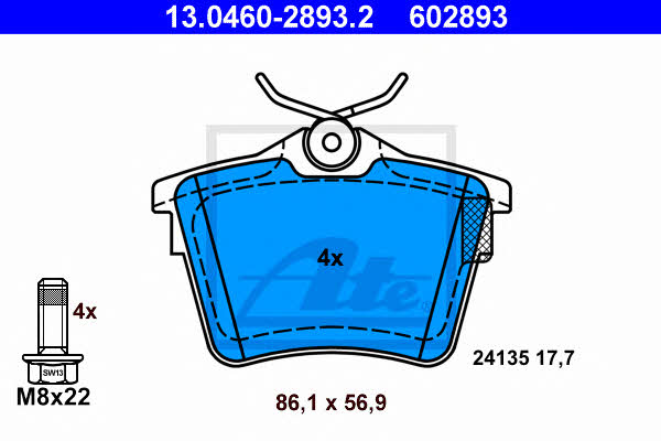 Ate Brake Pad Set, disc brake – price 154 PLN