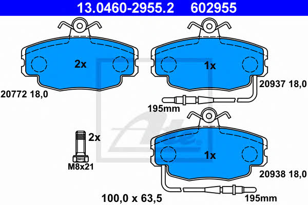 Ate 13.0460-2955.2 Brake Pad Set, disc brake 13046029552