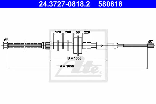 Ate 24.3727-0818.2 Parking brake cable left 24372708182