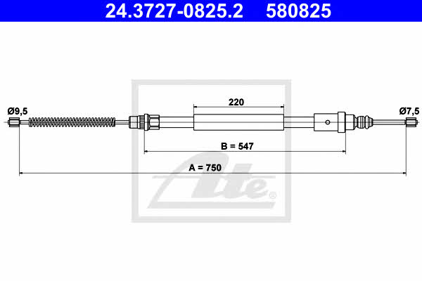Ate 24.3727-0825.2 Cable Pull, parking brake 24372708252