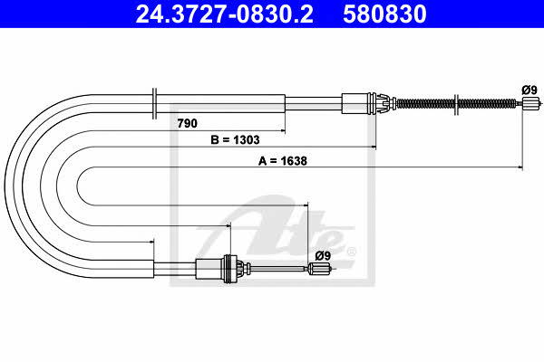 Ate 24.3727-0830.2 Cable Pull, parking brake 24372708302