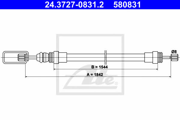 Ate 24.3727-0831.2 Cable Pull, parking brake 24372708312