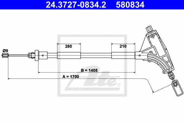 Ate 24.3727-0834.2 Cable Pull, parking brake 24372708342