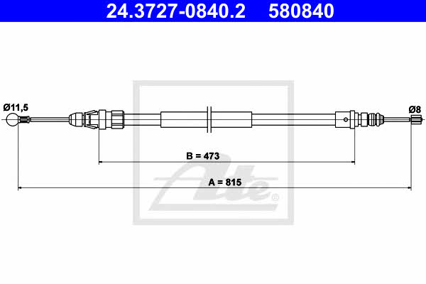 Ate 24.3727-0840.2 Parking brake cable left 24372708402