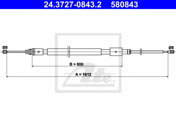 Ate 24.3727-0843.2 Cable Pull, parking brake 24372708432