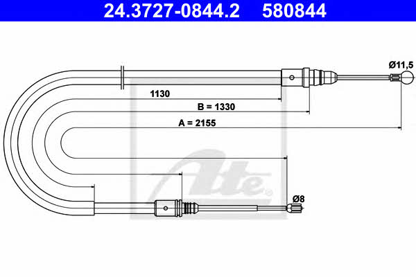 Ate 24.3727-0844.2 Cable Pull, parking brake 24372708442