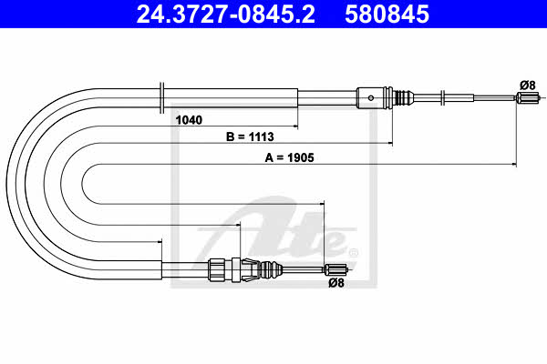 Ate 24.3727-0845.2 Cable Pull, parking brake 24372708452