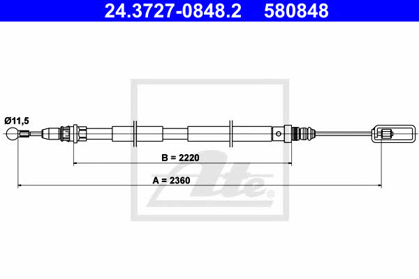 Ate 24.3727-0848.2 Cable Pull, parking brake 24372708482