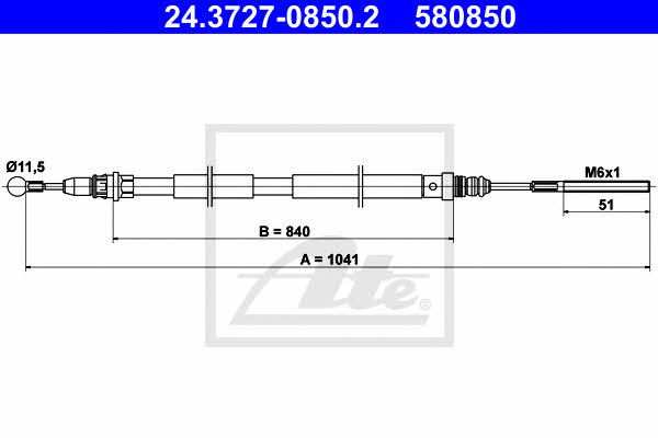 Ate 24.3727-0850.2 Cable Pull, parking brake 24372708502