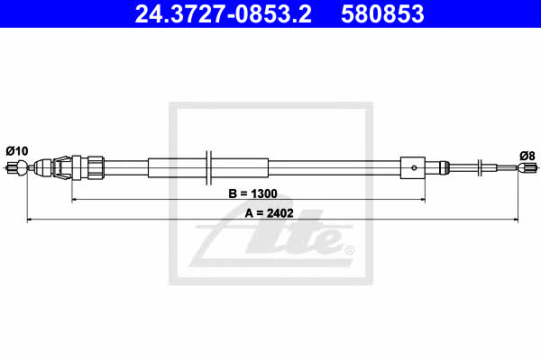 Ate 24.3727-0853.2 Cable Pull, parking brake 24372708532