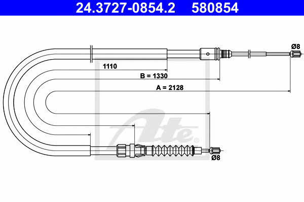 Ate 24.3727-0854.2 Cable Pull, parking brake 24372708542