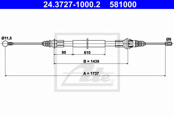 Ate 24.3727-1000.2 Handbrake cable 24372710002 24372710002 Ate Handbrake cable