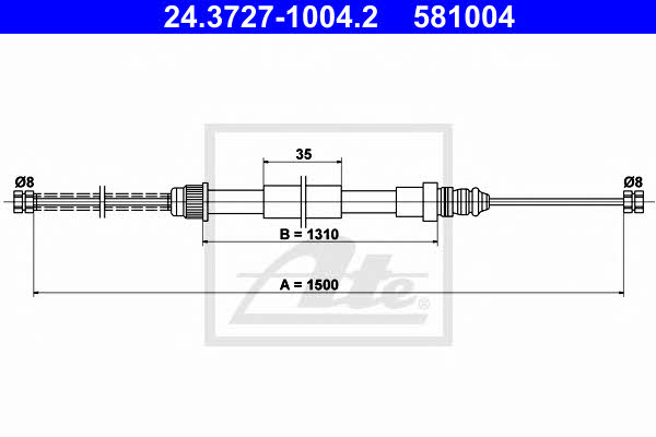 Ate 24.3727-1004.2 Parking brake cable left 24372710042