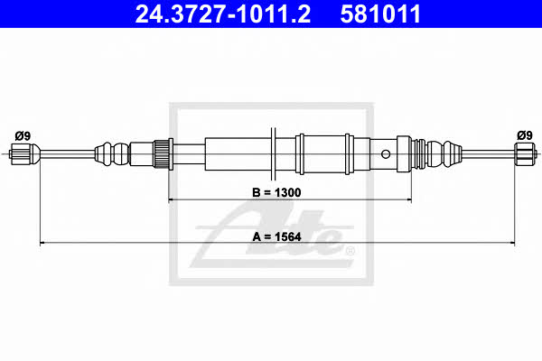 Ate 24.3727-1011.2 Cable Pull, parking brake 24372710112