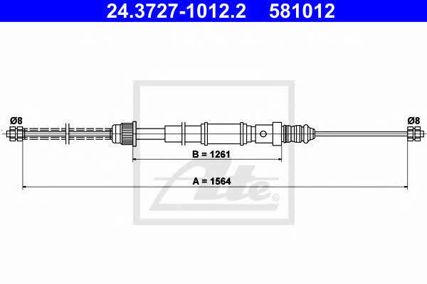 Ate 24.3727-1012.2 Cable Pull, parking brake 24372710122