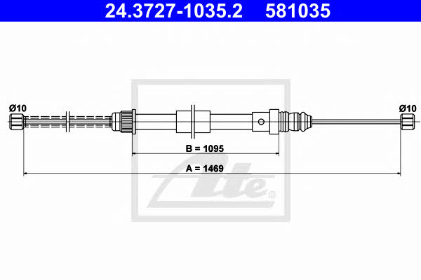 Ate 24.3727-1035.2 Cable Pull, parking brake 24372710352