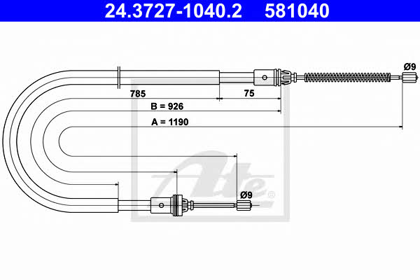 Ate 24.3727-1040.2 Cable Pull, parking brake 24372710402