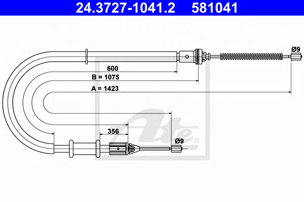 Ate 24.3727-1041.2 Parking brake cable left 24372710412