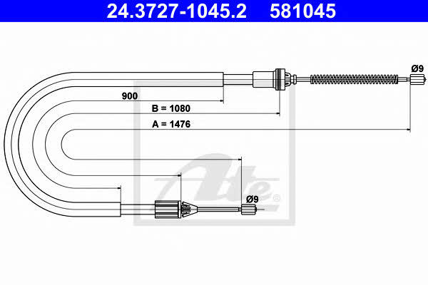 Ate 24.3727-1045.2 Cable Pull, parking brake 24372710452