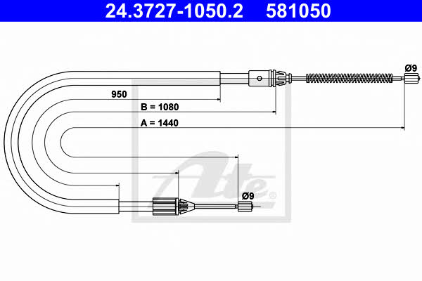 Ate 24.3727-1050.2 Cable Pull, parking brake 24372710502