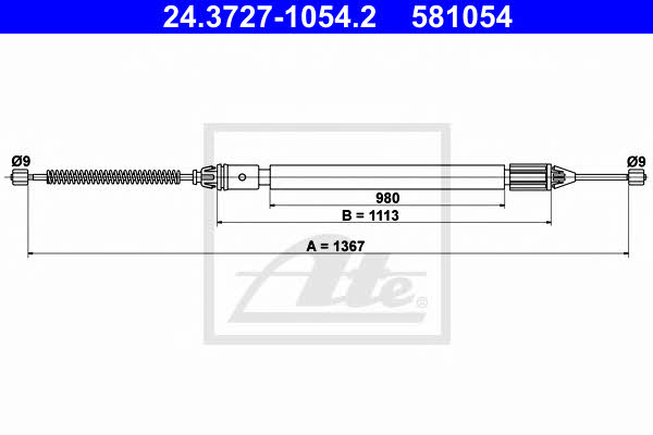Ate 24.3727-1054.2 Cable Pull, parking brake 24372710542