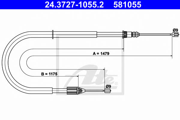 Ate 24.3727-1055.2 Parking brake cable, right 24372710552