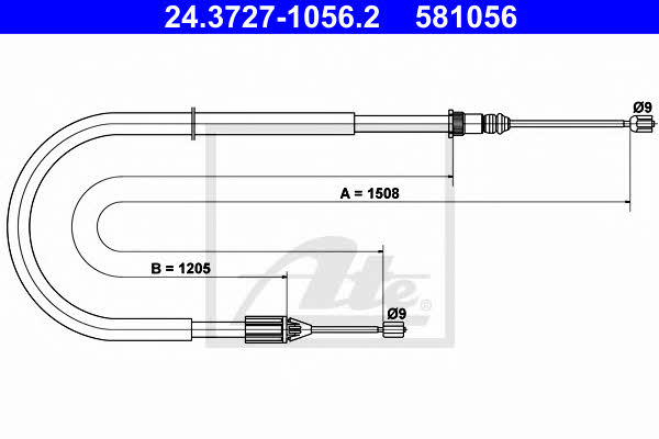 Ate 24.3727-1056.2 Parking brake cable left 24372710562