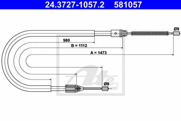 Ate 24.3727-1057.2 Cable Pull, parking brake 24372710572