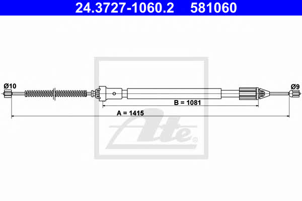 Ate 24.3727-1060.2 Parking brake cable, right 24372710602