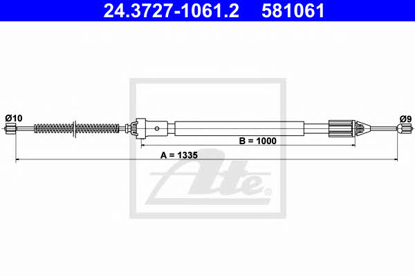 Ate 24.3727-1061.2 Parking brake cable left 24372710612