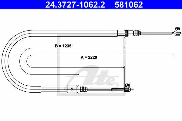 Ate 24.3727-1062.2 Cable Pull, parking brake 24372710622