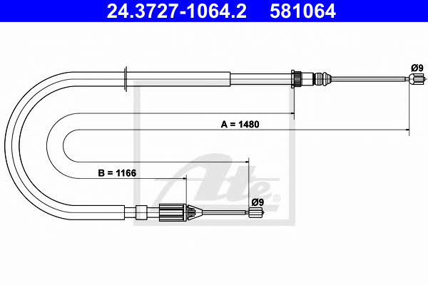 Ate 24.3727-1064.2 Cable Pull, parking brake 24372710642