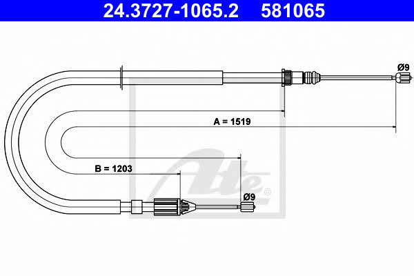 Ate 24.3727-1065.2 Parking brake cable left 24372710652