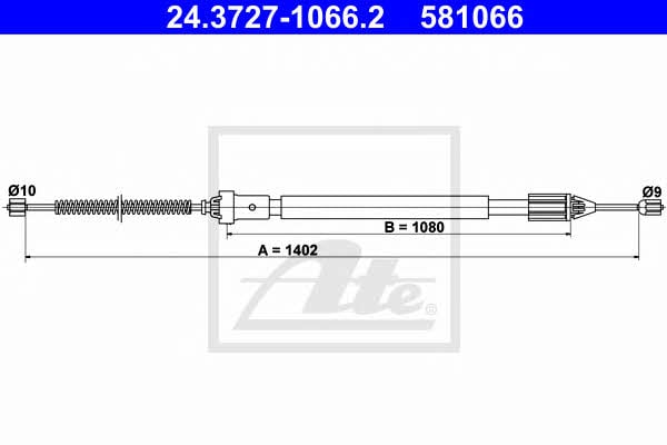 Ate 24.3727-1066.2 Parking brake cable, right 24372710662