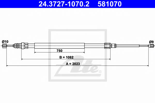 Ate 24.3727-1070.2 Cable Pull, parking brake 24372710702