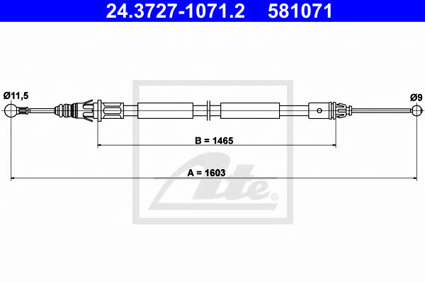 Ate 24.3727-1071.2 Parking brake cable, right 24372710712