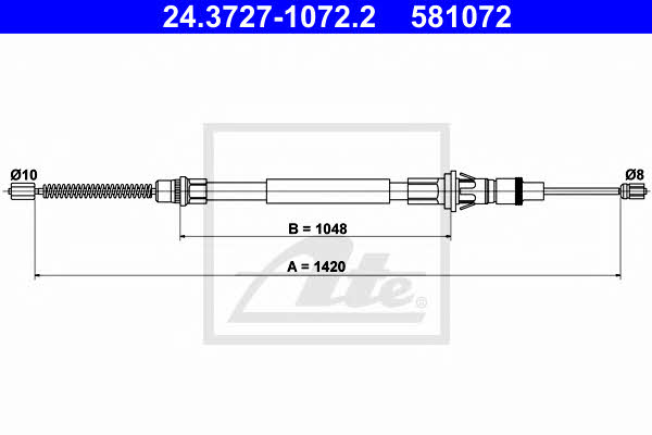 Ate 24.3727-1072.2 Cable Pull, parking brake 24372710722