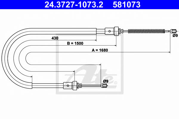 Ate 24.3727-1073.2 Cable Pull, parking brake 24372710732