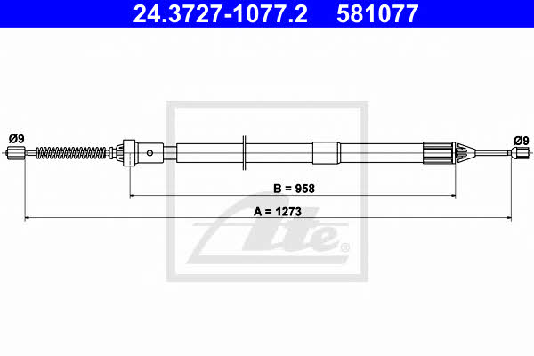 Ate 24.3727-1077.2 Parking brake cable left 24372710772