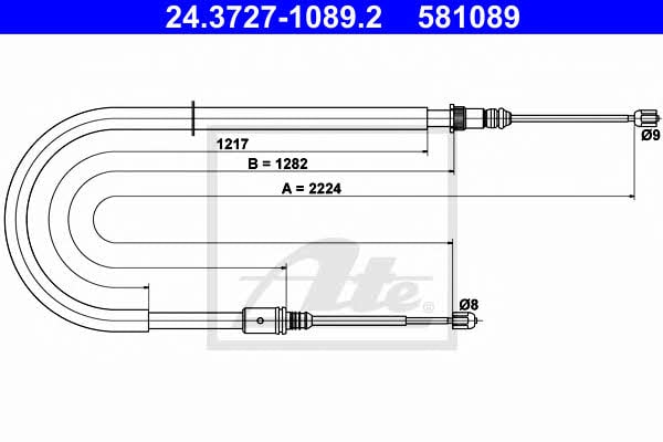 Ate 24.3727-1089.2 Cable Pull, parking brake 24372710892