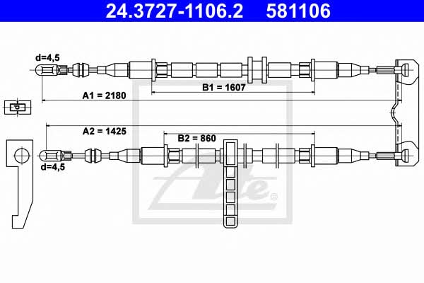 Ate 24.3727-1106.2 Cable Pull, parking brake 24372711062