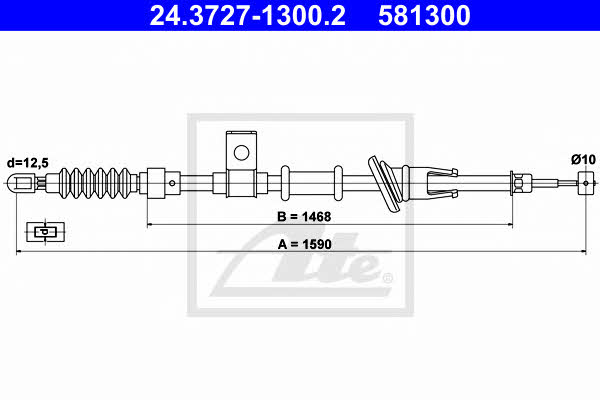Ate 24.3727-1300.2 Parking brake cable, right 24372713002