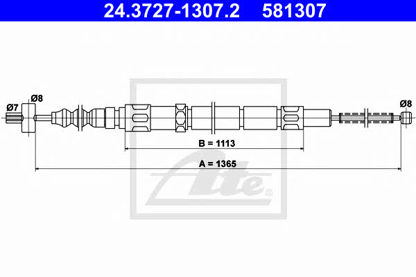 Ate 24.3727-1307.2 Cable Pull, parking brake 24372713072