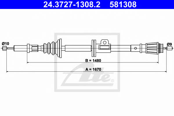Ate 24.3727-1308.2 Cable Pull, parking brake 24372713082