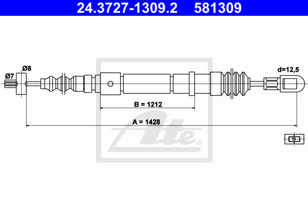Ate 24.3727-1309.2 Cable Pull, parking brake 24372713092