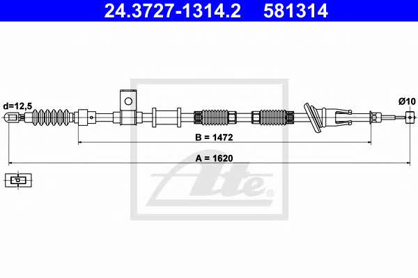 Ate 24.3727-1314.2 Parking brake cable, right 24372713142