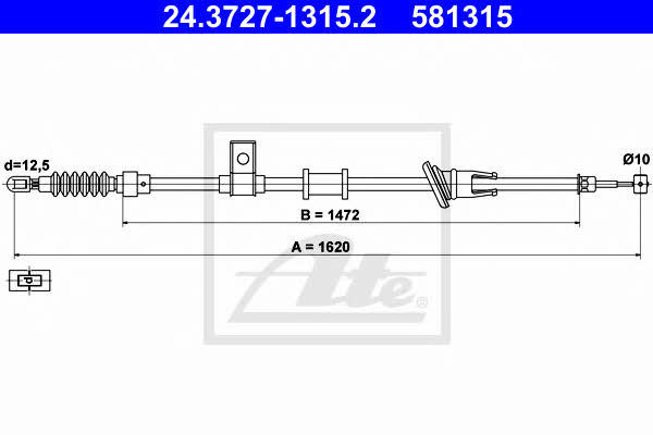 Ate 24.3727-1315.2 Parking brake cable left 24372713152
