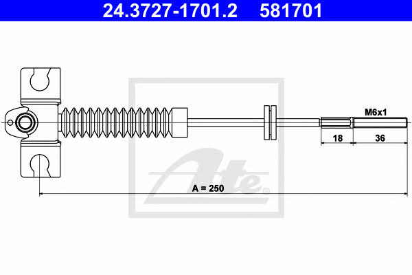 Ate 24.3727-1701.2 Cable Pull, parking brake 24372717012