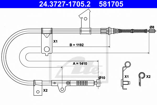 Ate 24.3727-1705.2 Parking brake cable left 24372717052