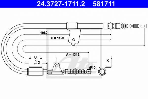 Ate 24.3727-1711.2 Parking brake cable, right 24372717112
